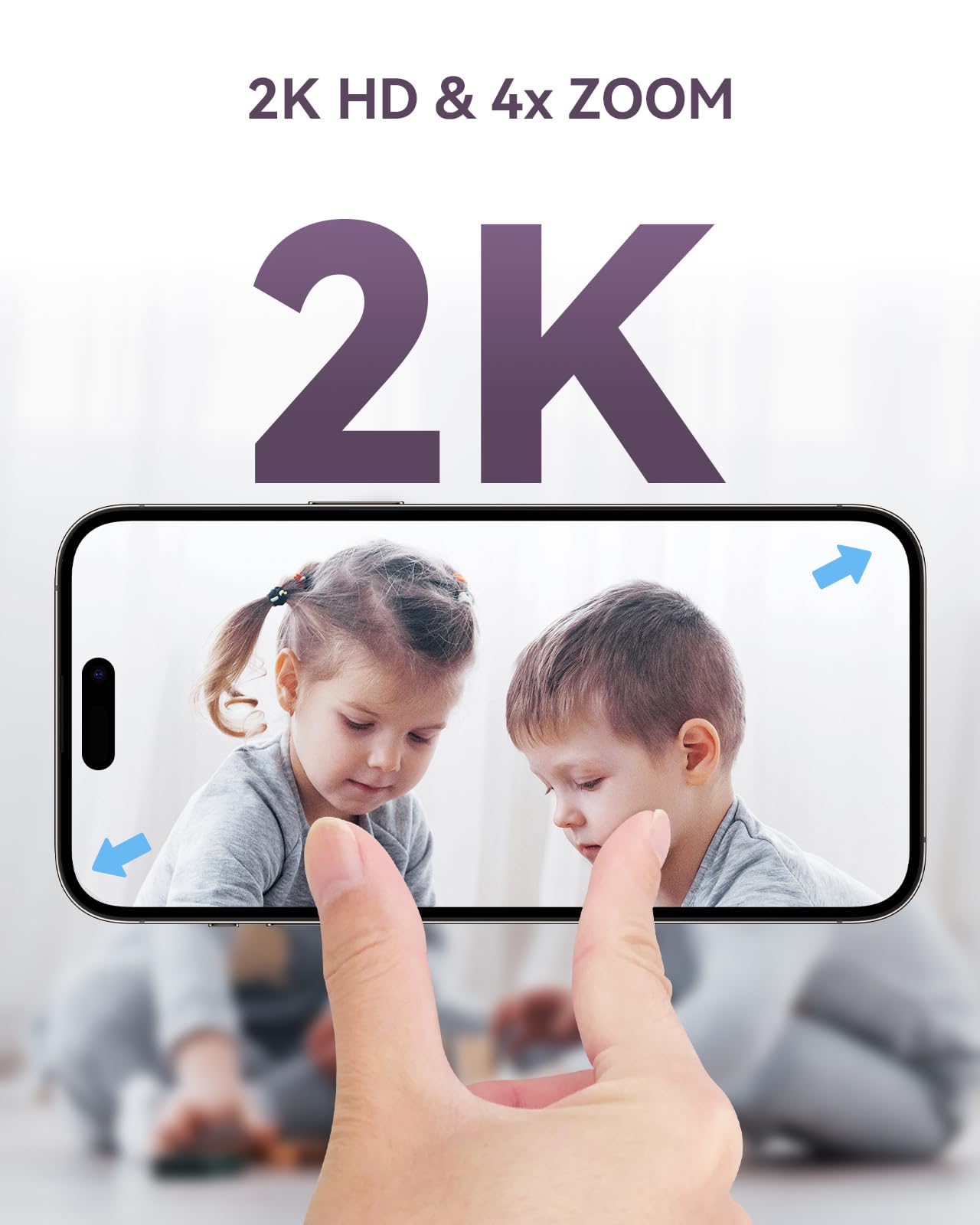 Comfyer BM02 Kamera Inteligentna dla Niemowląt z 2K, 5" Wyświetlaczem HD, Kamera Wideo dla Niemowląt z Wi-Fi, Noktowizor IR, Automatyczne Śledzenie, Wyświetlacz Temperatury, Wykrywanie Ruchu/Dźwięku