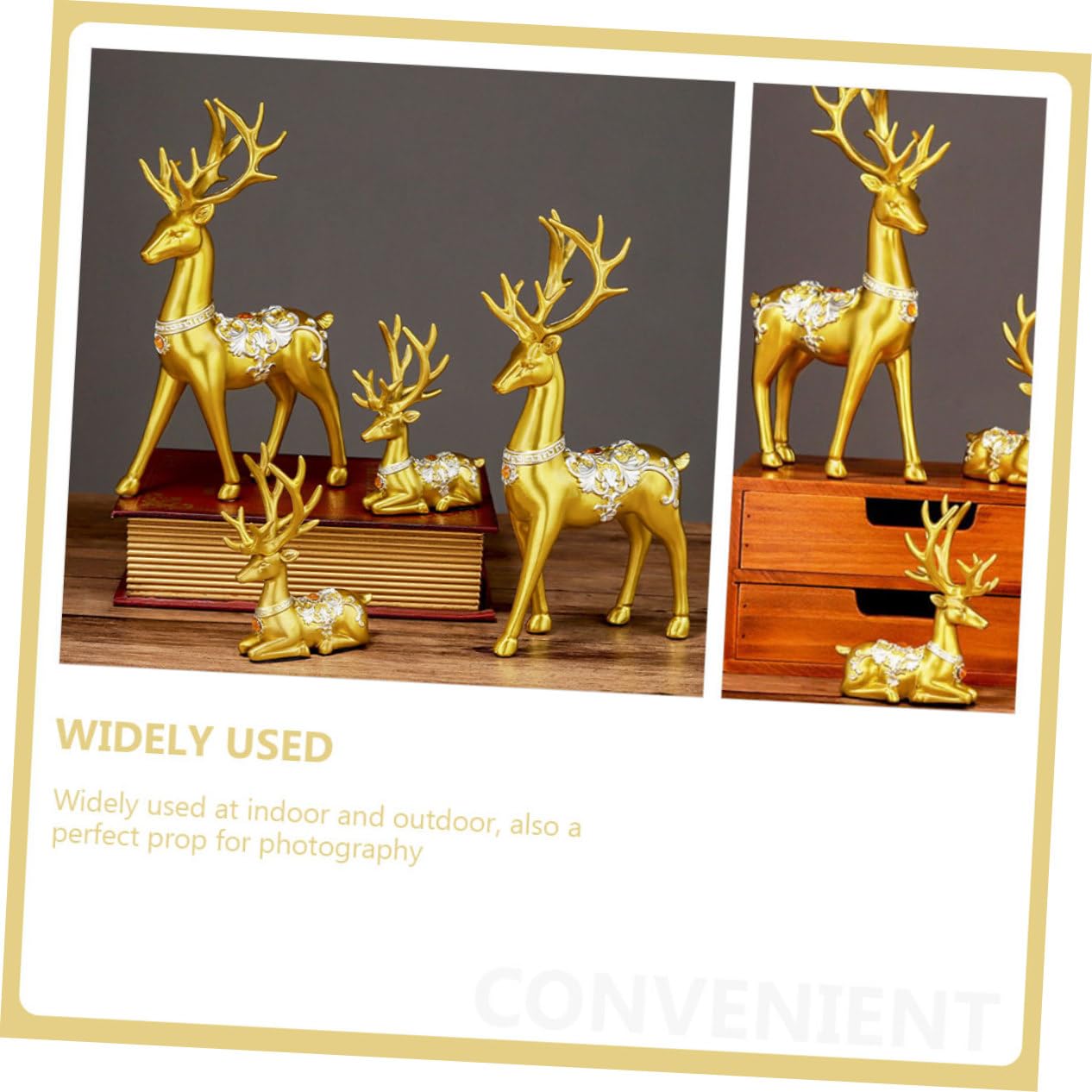 Amosfun Weihnachtsdeko Elch Satz aus Kunstharz in Gold Realistische und Langlebige Dekofigur für Innen und Außenbereiche Wie Höfe und Wohnzimmer
