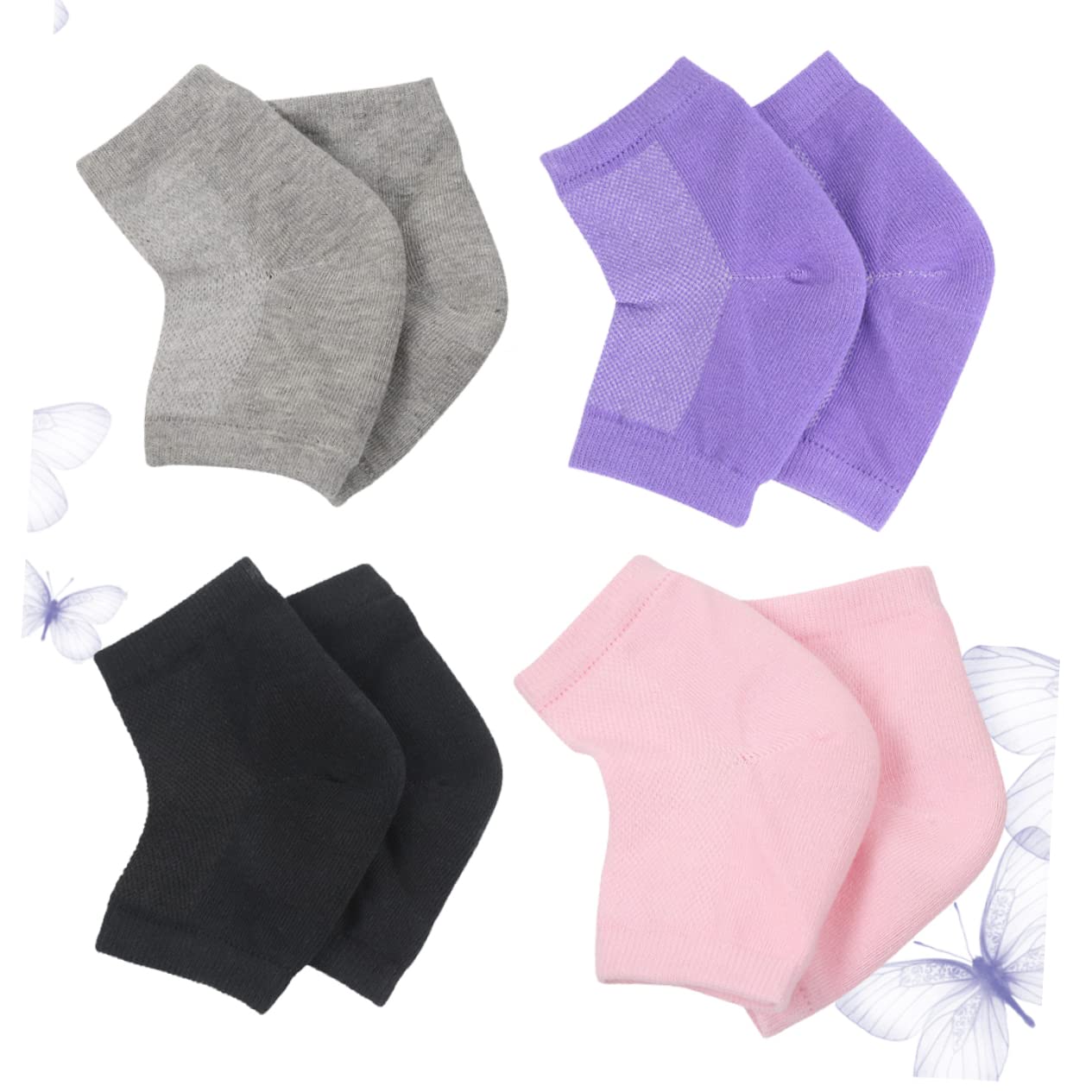 NOLITOY 4 Pair Ankle Socks Comfortable Gel Heel Socks Moisturizing and Elastic