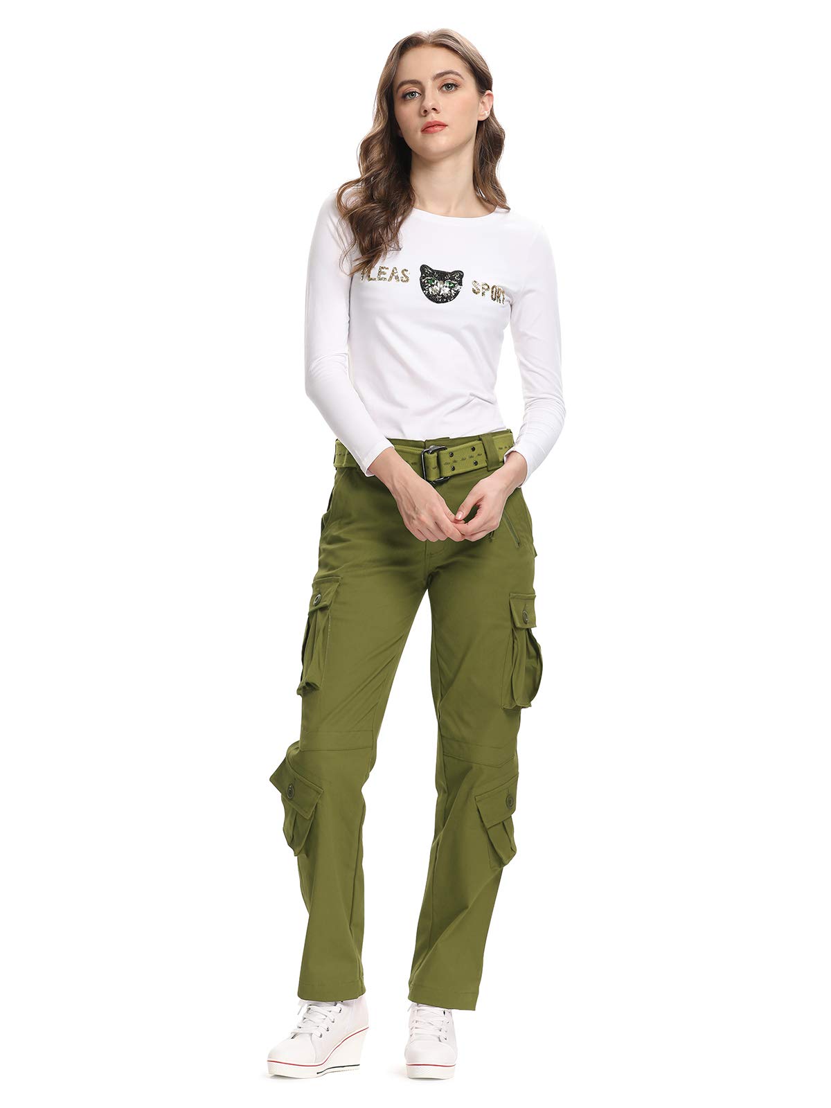 Women's Combat Cargo Trousers,Cotton Casual Camo Camouflage Army Military Tactical Work Pants with Pockets