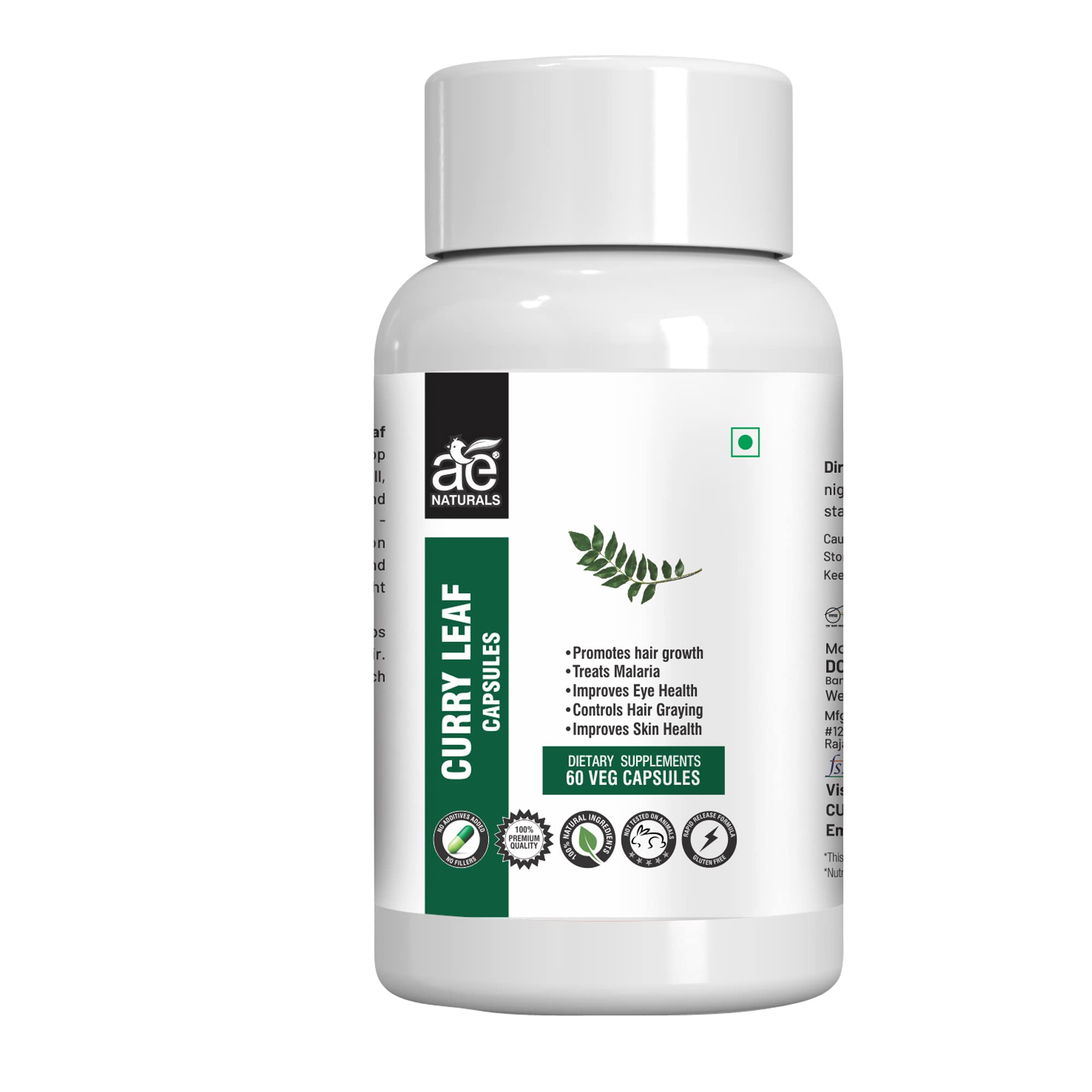 AE Naturals Pure Curry Leaf Capsules 60 Caps | Treats Hair Fall | Fights Infections | Promotes Healthy Skin (B07VF3S25T) Amazon Price History, Amazon Price Tracker