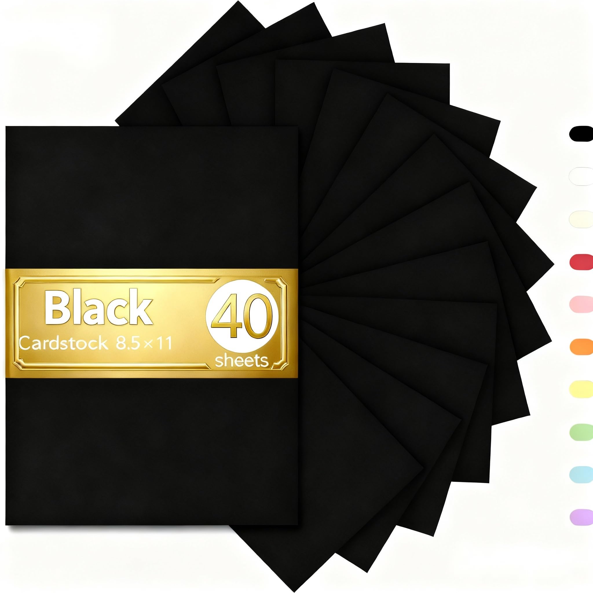 ALEWAPO Black Cardstock 8.5 x 11 Thick Paper, 40 Sheets, ThickPaper 75 LB/200 GSM, Cardstock Printer Paper 8.5 x 11, Black Card Stock for Invitations,