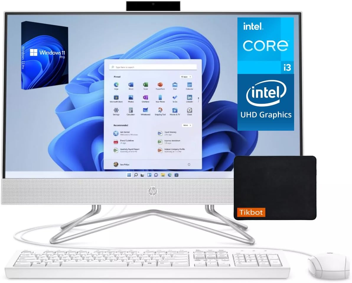 HP 23.8 inch All-in-One PC, FHD Display, Intel Core i3-1115G4, Intel UHD Graphics, Front Camera, Snow White (2024) Includes Wired Keyboard & Mouse & Mouse Pad (Windows 11 Pro, 32GB RAM | 2TB SSD) HP 23.8 inch All-in-One PC, FHD Display, Intel Core i3-1115G4, Intel UHD Graphics, Front Camera, Snow White (2024) Includes Wired Keyboard & Mouse & Mouse Pad (Windows 11 Pro, 32GB RAM | 2TB SSD)