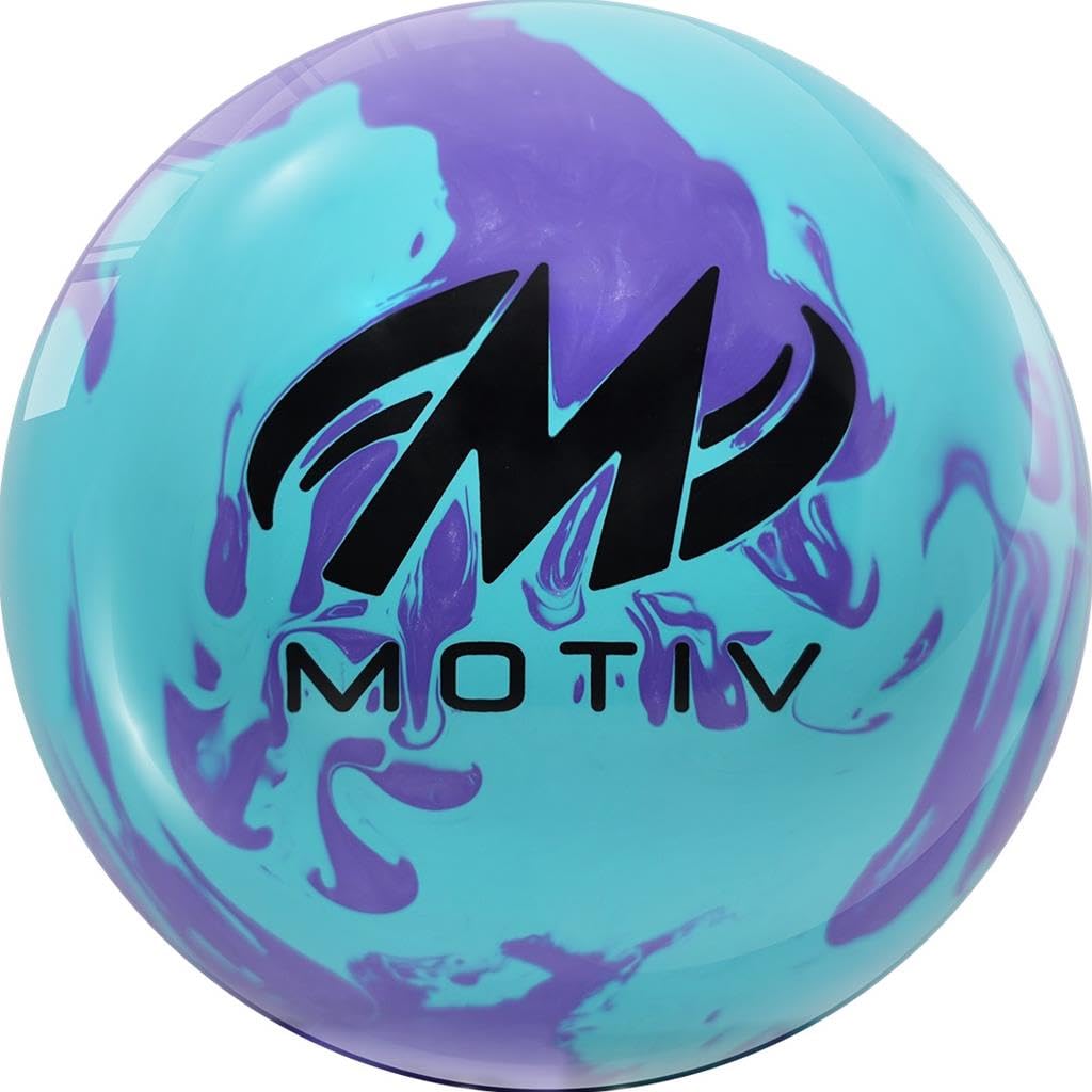 Motiv Professionally Drilled Max Thrill Hybrid Bowling Ball - Sky Blue Solid/Purple Pearl 10lbs (This Item Includes a Free Bowlerstore Rubber Shammy)