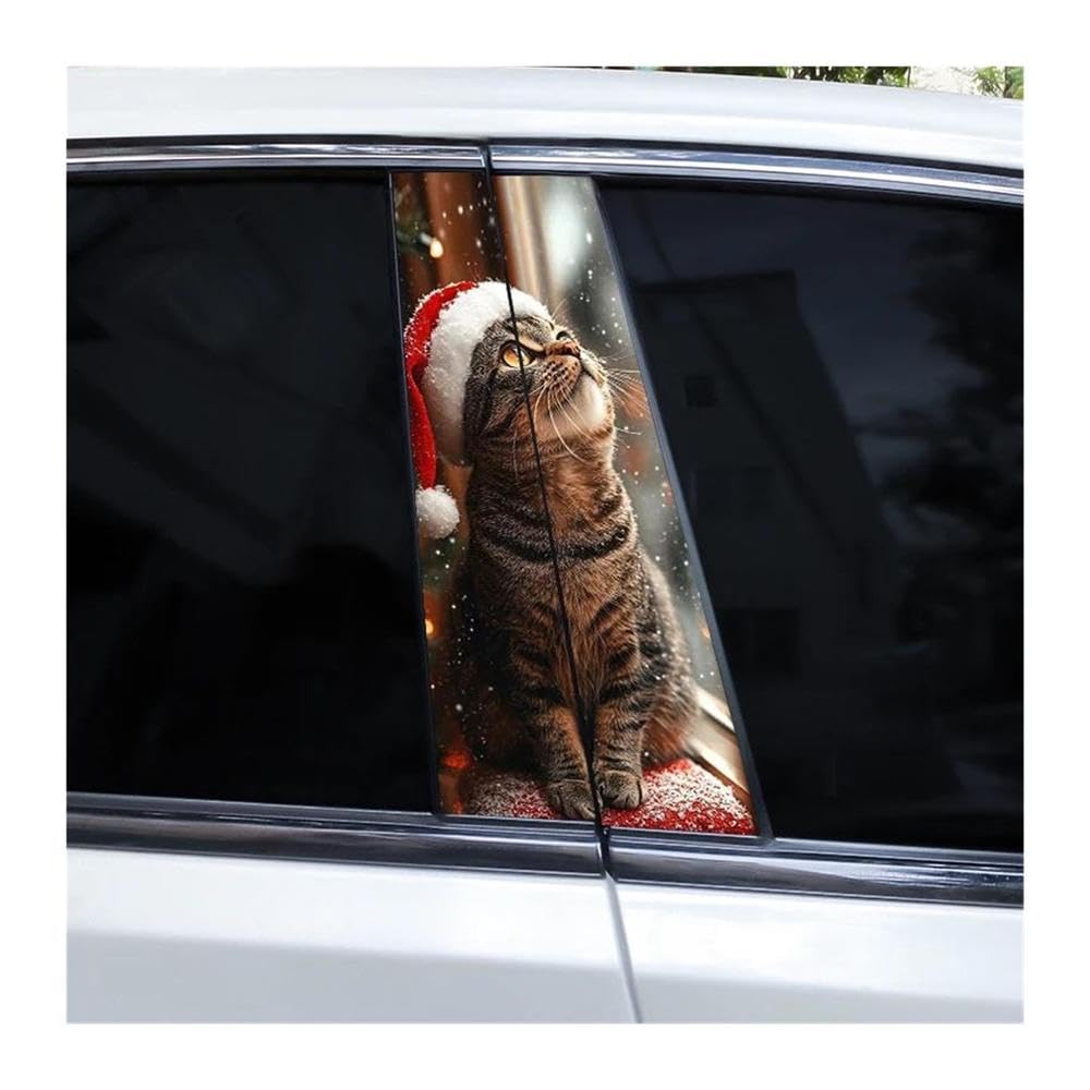 Body Parts 2pcs DIY Car Center Pillar Decals Cat Funny Car Styling Vinyl Stickers(L)