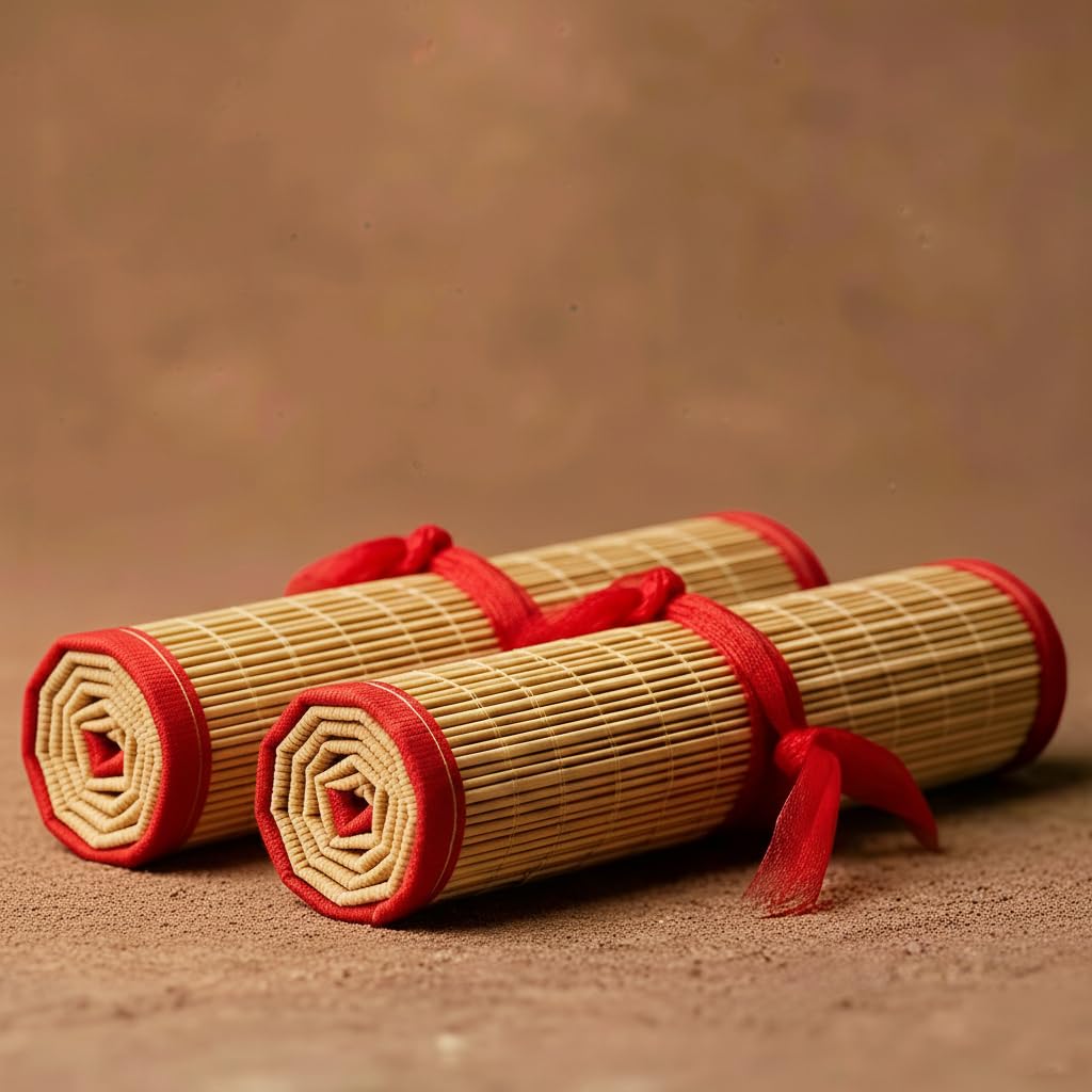 Handwoven Korai Grass Pooja Mat 21x16 Inch (Pack of 2) | Natural Kusha Grass Aasan for Meditation, Prayer, Havan | Eco-Friendly Lightweight Durable Sitting Chatai-image-7