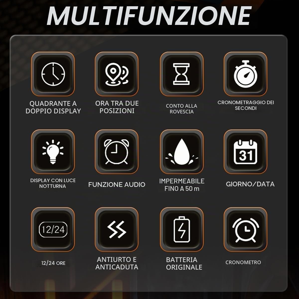 Orologio da uomo digitale analogico alla moda, impermeabile, sportivo, militare, tattico, casual, al quarzo, orologio da polso con cronometro LED, conto alla rovescia, allarme, schermo curvo per uomo
