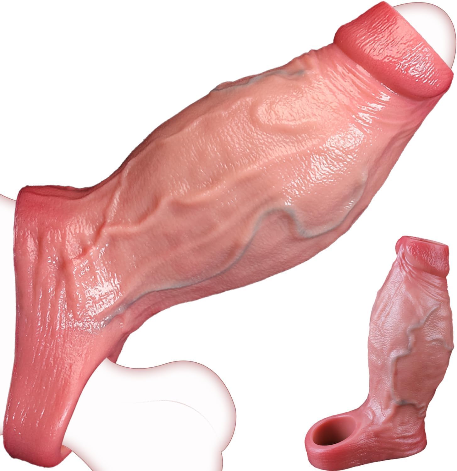 Fundas para Pene en Juguetes Eróticos para Hombre Pareja Sexuales, Funda Pene con Anillo Realistico Grueso Alargador de Pene Realista con Piel Consolador Hombre Juguetes Sexuales Sex Toy