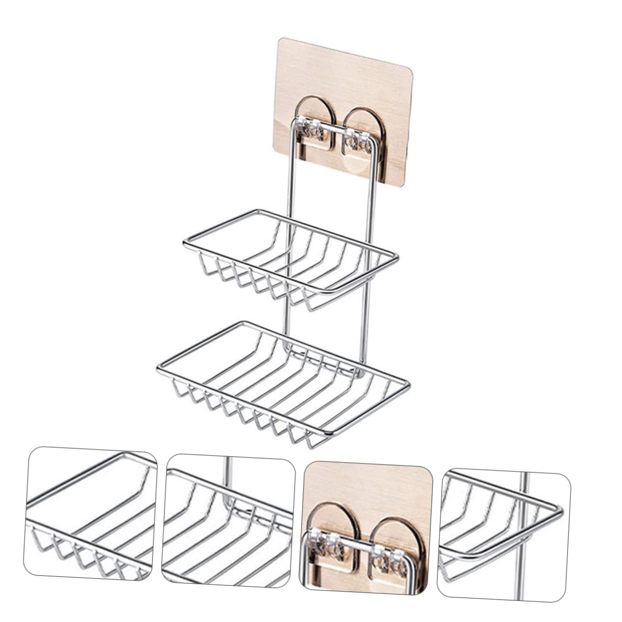 3st Seifenhalter Aus Edelstahl Seifenhalter Zur Wandmontage Wandmontierter Schwamm Waschbecken Halter Stück Seife Fall Saugnapfhalter Rostfreier Stahl Silver PRETYZOOM