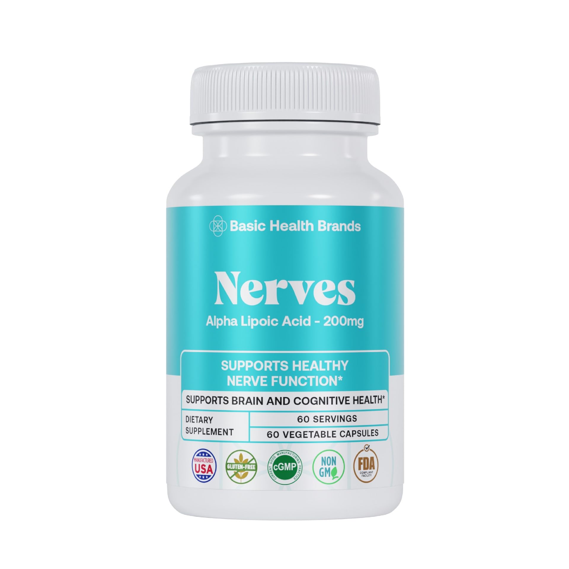 Basic Brands Nerves Alpha Lipoic Acid, 200 mg 1 Pack 60 Count (Pack of 1)
