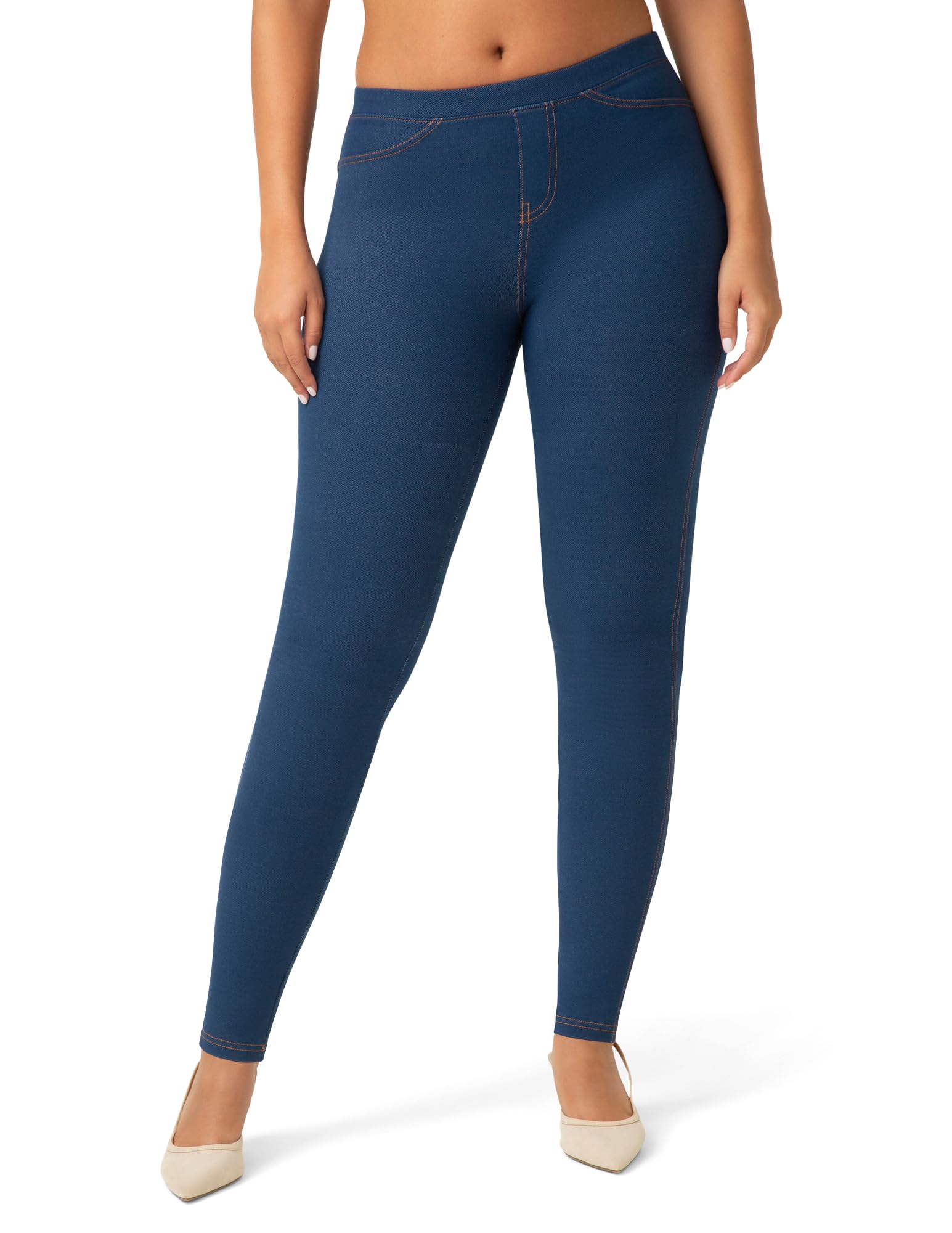 No Nonsense Womens Stretch Denim Leggings with Pockets