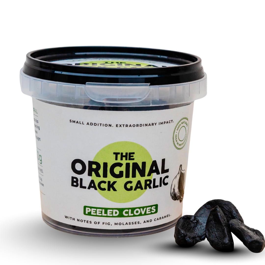 The Original Black Garlic Sweet & Savoury Peeled Cloves 50g - Gourmet, Aged to Perfection, Ready-To-Eat, 100% Natural & Vegan