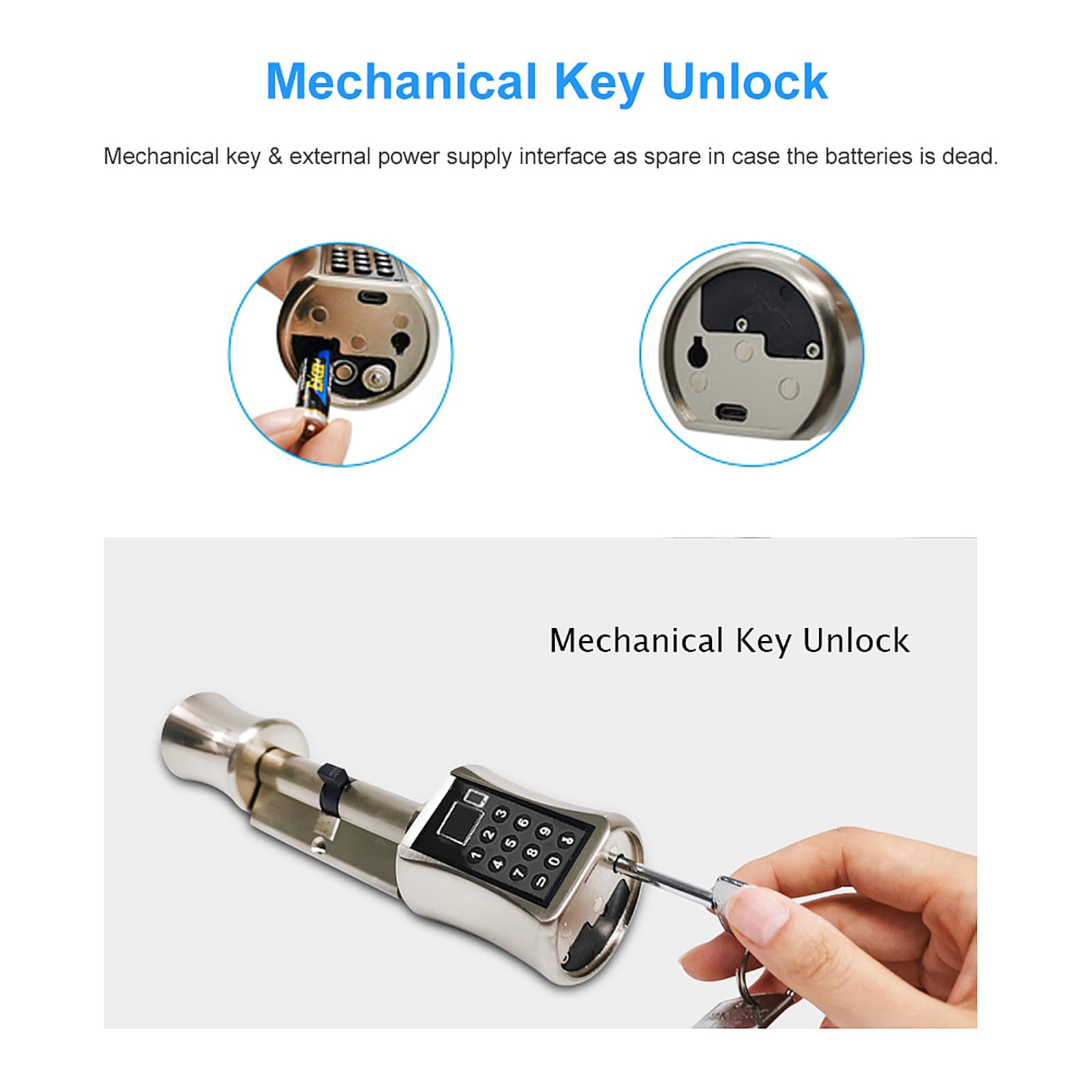 Smart Lock APP Keyless Electronic Door with Fingerprint BT Password Key Security Core