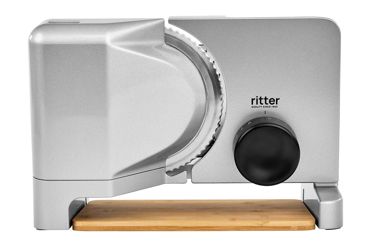 Ritter Varido 5 Elektrischer Allesschneider Brotschneidemaschine aus Metall mit ECO-Motor Made in Germany Silbermetallic