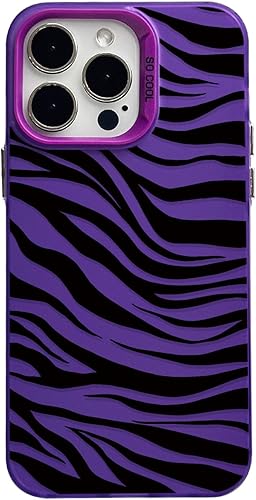 Miniatura 1 de KWHKLST Funda de teléfono móvil con estampado de cebra para iPhone 11 de 6.1 pulgadas, TPU suave, marco totalmente rodeado a prueba de golpes, morado
