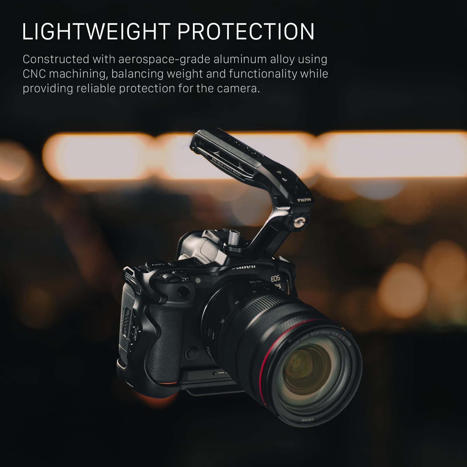 TILTA - Mezza gabbia per fotocamera compatibile con Canon R5 Mark II, con filettatura da 1/4"-20 e 3/8"-16 con punti di localizzazione, slitta fredda, colore nero TA-T68-HCC-B