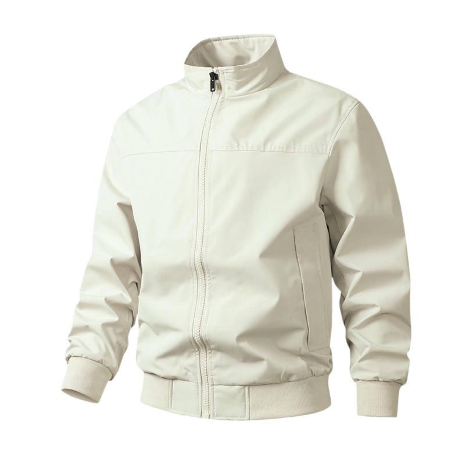 Chaqueta bomber para hombre con cuello alto y acabados de ropa de trabajo clásica 8