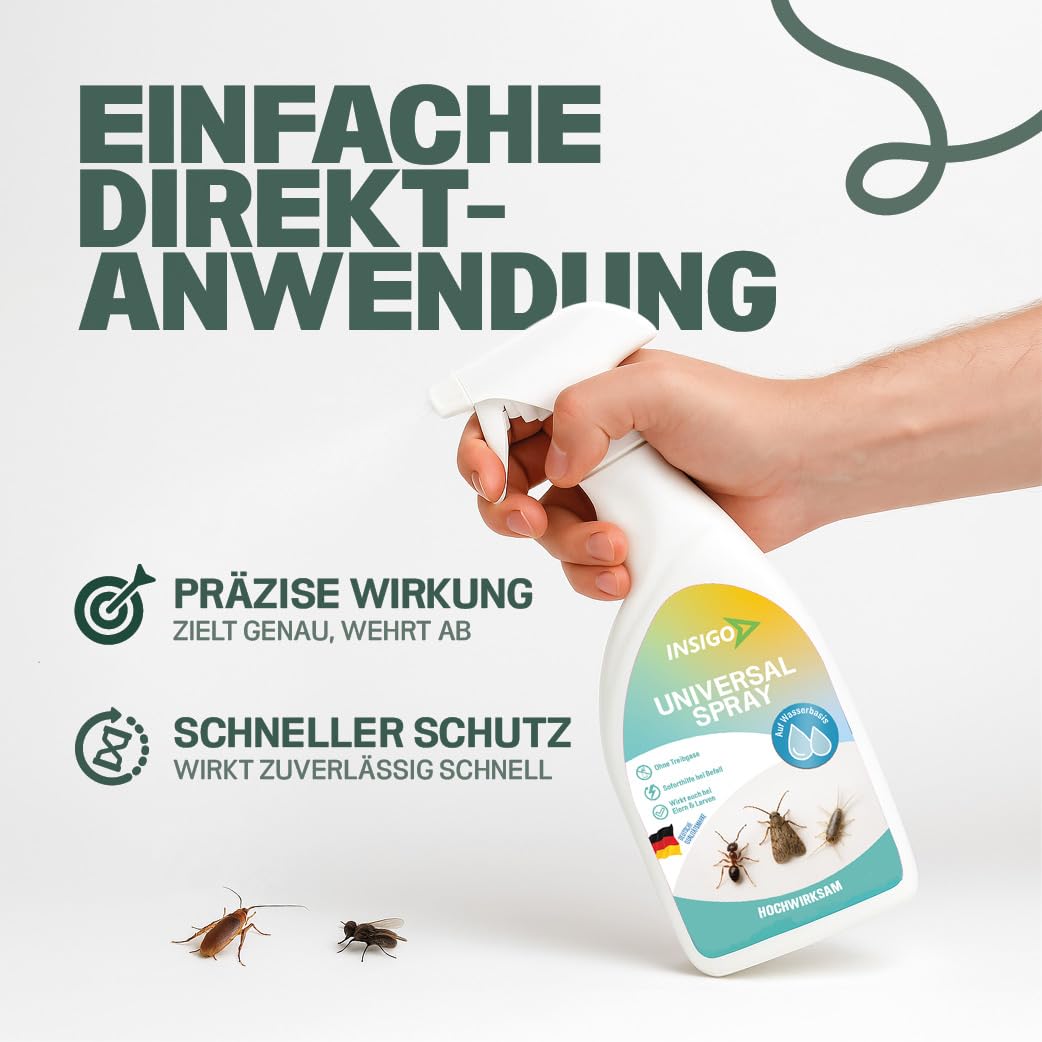 INSIGO Universal Spray 5l Kanister + 5L Drucksprüher - Universalspray mit mechanischer Wirkung - Effektive Abwehr gegen Insekten - Universal Insekten Spray mit Sofortwirkung