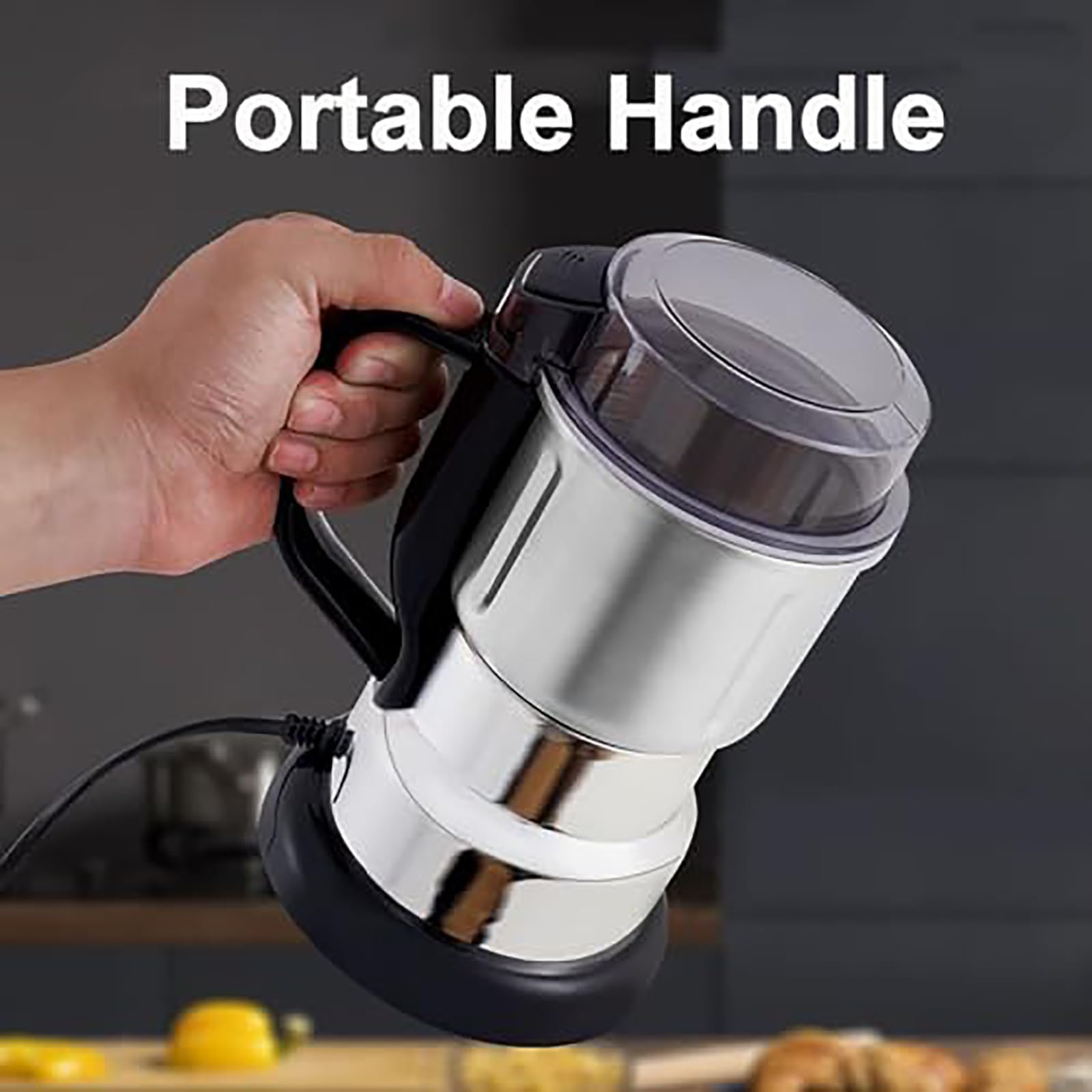 Molinillo de grano eléctrico de 450 g, molino de alta velocidad de 25000 RPM con hoja de acero inoxidable, para moler hierbas secas, especias, granos, maíz, café, pimienta y nueces