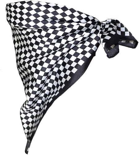 Miniatura 2 de Bandana de seda para rave, bufanda para el cuello, máscara facial para hombres y mujeres, tablero de ajedrez, negro, blanco, festival, ropa EDM
