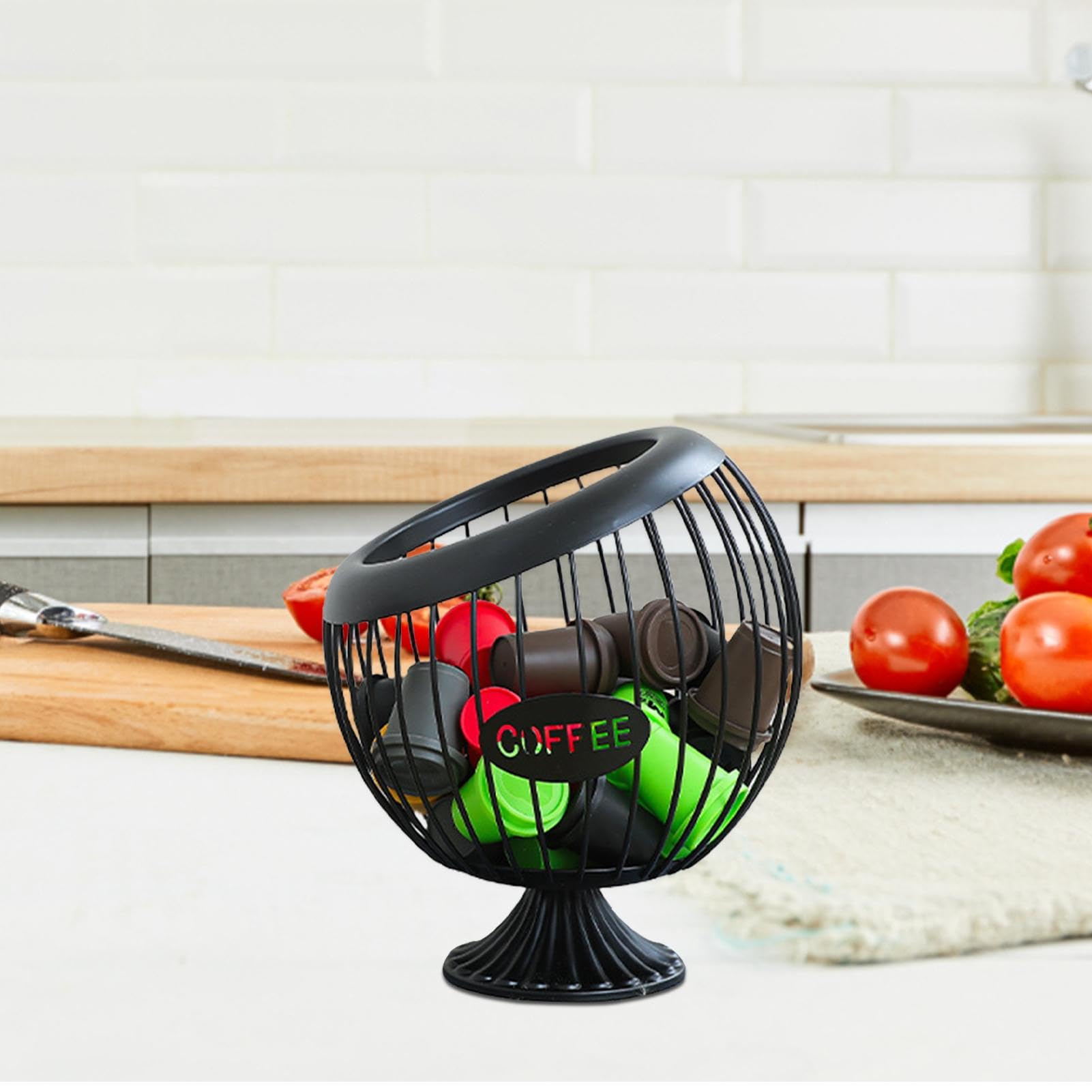 Portacapsule Da Caff&egrave; In Metallo - Organizer Per Cialde, Zucchero E Frutta - Design Moderno E Prattico