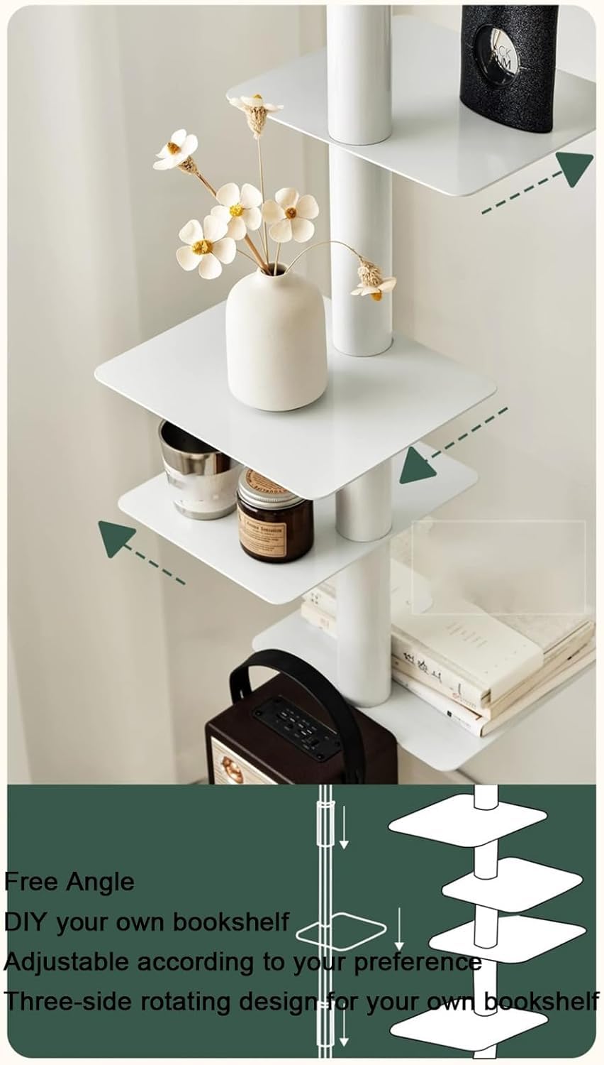 Estantería flotante invisible de metal de 9 niveles, torre vertical giratoria de 3 lados, estantería de esquina estrecha que ahorra espacio para el hogar, oficina, dormitorio, espacios pequeños