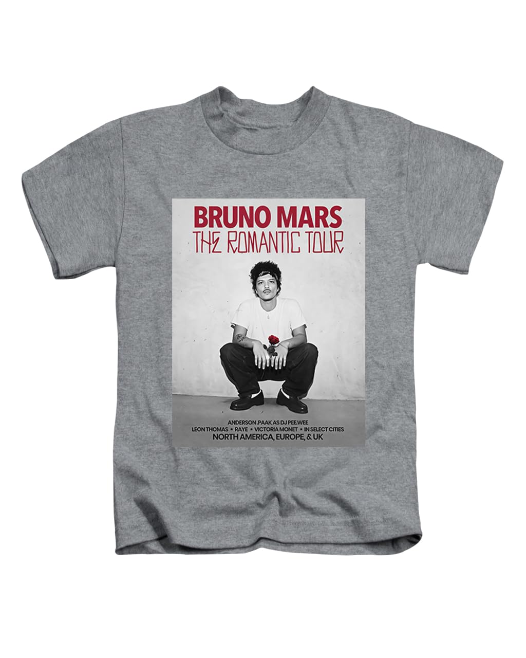 New Spirit Original Unisex Heather Grey Red Text Bruno Pop Mars The Romantic Novelty Meme Iconic Trending Trend Tee T-Shirt Funny T Shirt Top