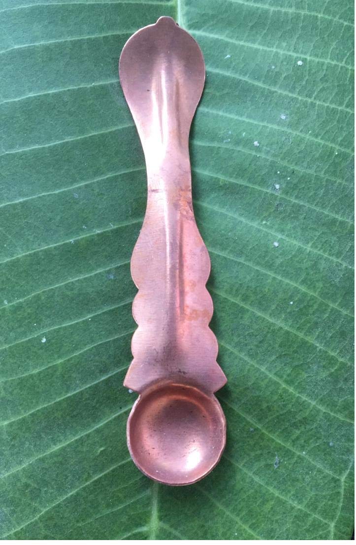 Cucchiaio Piccolo In Rame Per Puja Indù - 11,5 Cm - Per Cerimonie Havan E Meditazione Diwali