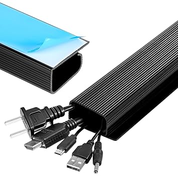 Serplex® 2Pcs Cable Management Under Desk, 15.7" Self-Adhesive Cable Organizer, No Drilling Under Desk Cable Management Tray Adhesive Under Desk Cable Channel Organizer Cable Management Rail - image, photos