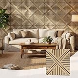 MuroPanel Acoustic Wall Panels, Decorative Acoustic Panels for Walls 23.6'x23.6', Sound Absorbing Wood Wall Panels for Interior Wall Decor, PVC Wood Grain HDF Acoustic Panels (White Oak, 8 Pack)