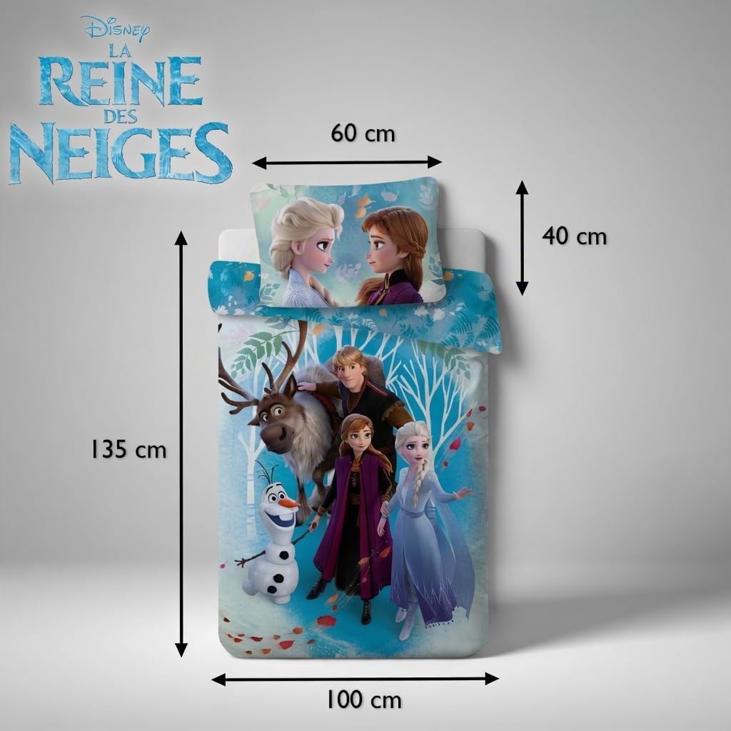 Frozen II - Parure Da Letto per Bambino, 100% Cotone, Elsa & Anna, Copripiumino 100x135 cm + Federa