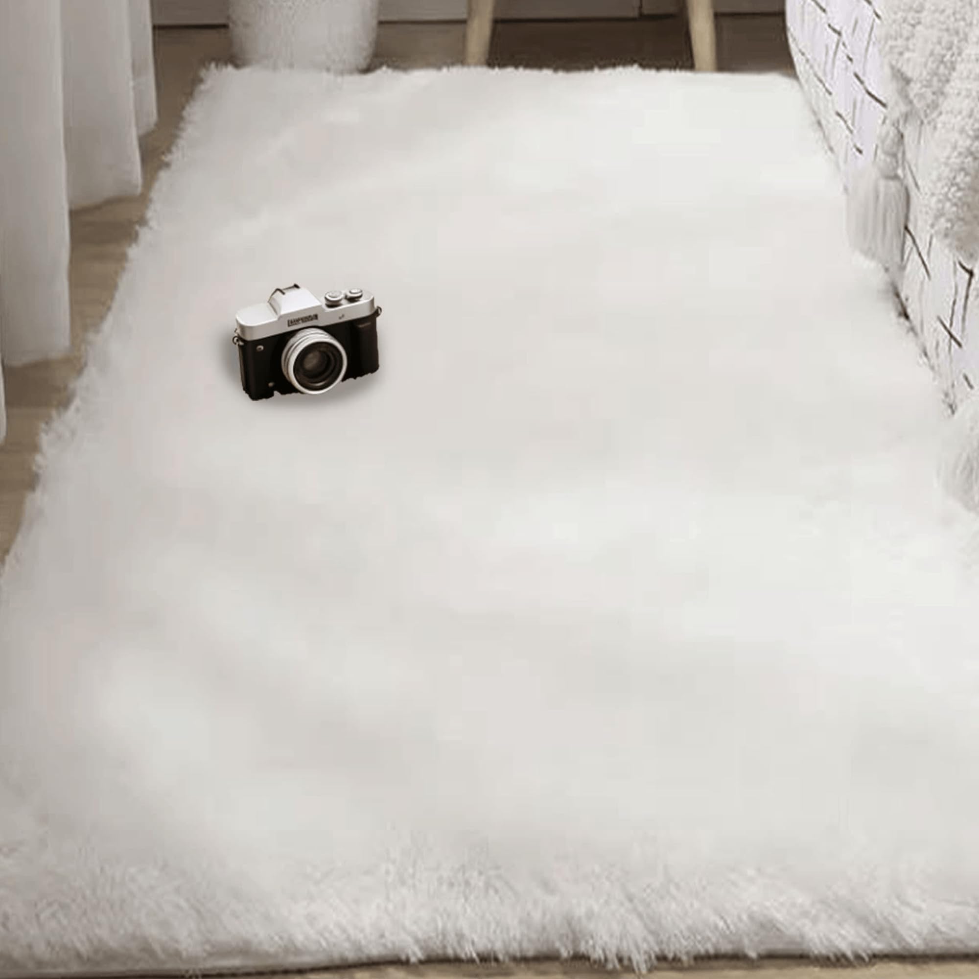 Tapis de salon moderne lavable blanc fini les taches tenaces