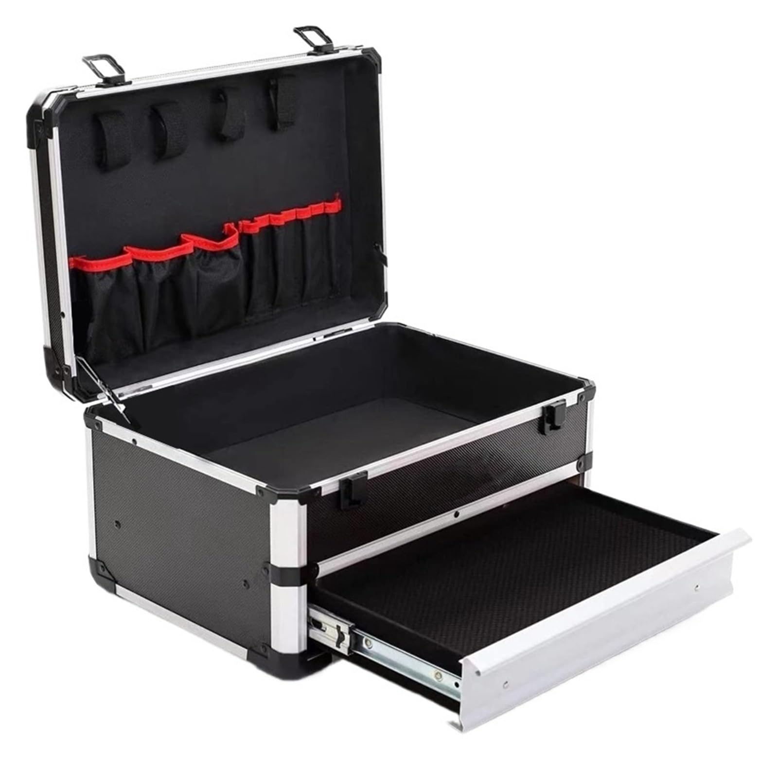 Cassetta Attrezzi Vuota Cassetta degli attrezzi in alluminio con cassetti Custodia portautensili multiuso portatile for strumenti Valigia elettrica Attrezzatura for Scatola organizer(36x27x22CM)