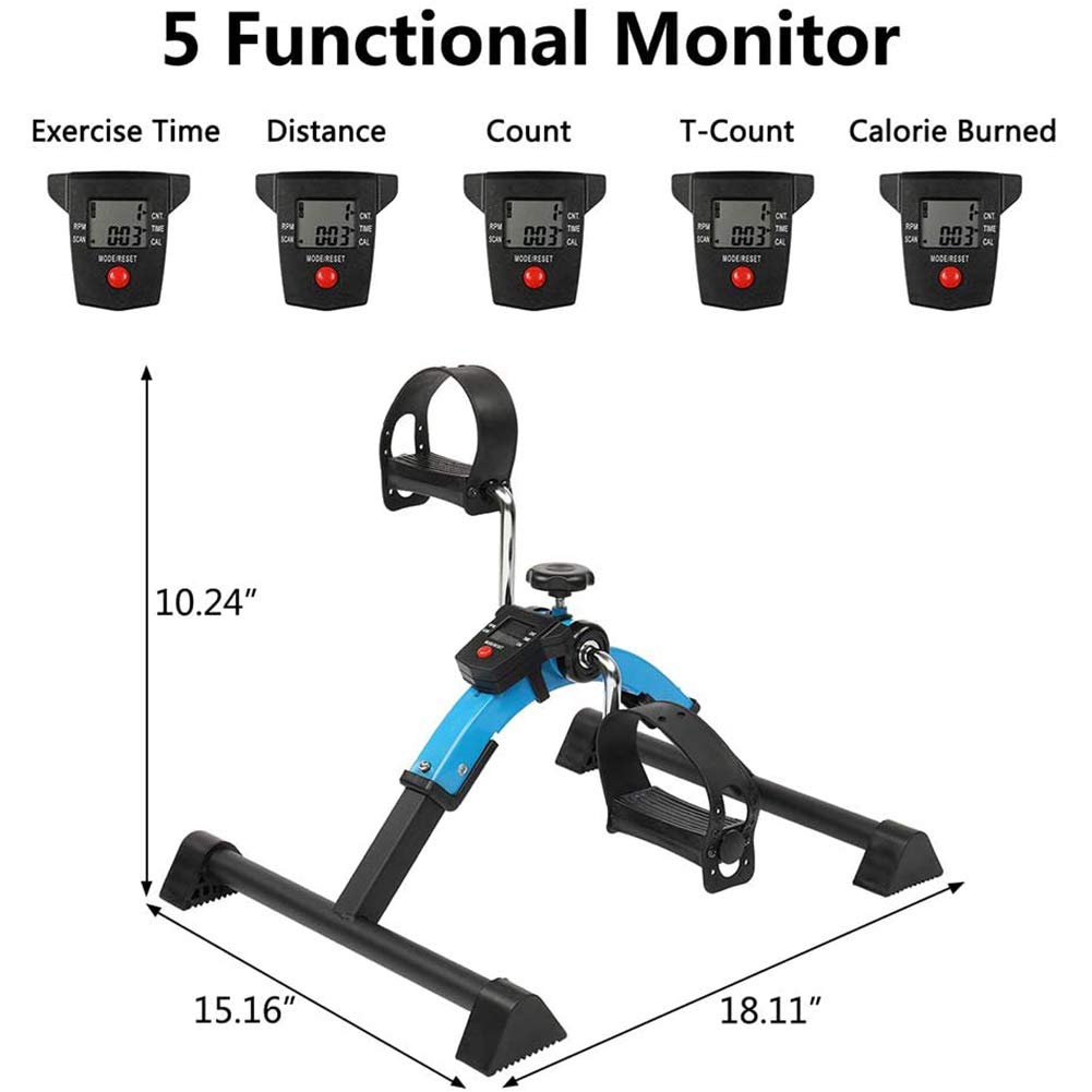 Under Desk Cycle Pedal Exerciser, zusammenklappbares tragbares Mini-Heimtrainer für das Training älterer Beine und Arme