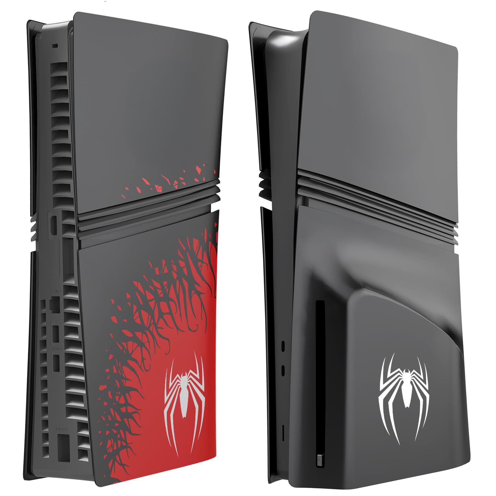 Faceplate for PS5 Side Shell Plates PlayStation 5 Disc Edition Console Replacement Accessory Case Cover Black Plate Anti-Scratch Dust Cover Skin Protector (Spider Pro Edition)