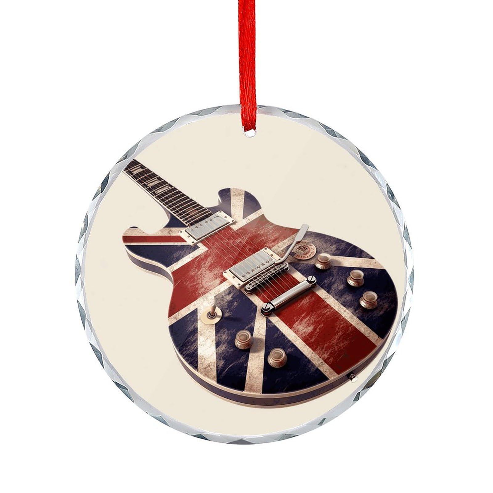 Btcowzrv Style Guitar British Flag Round Ornament Hanging Pendant Decor