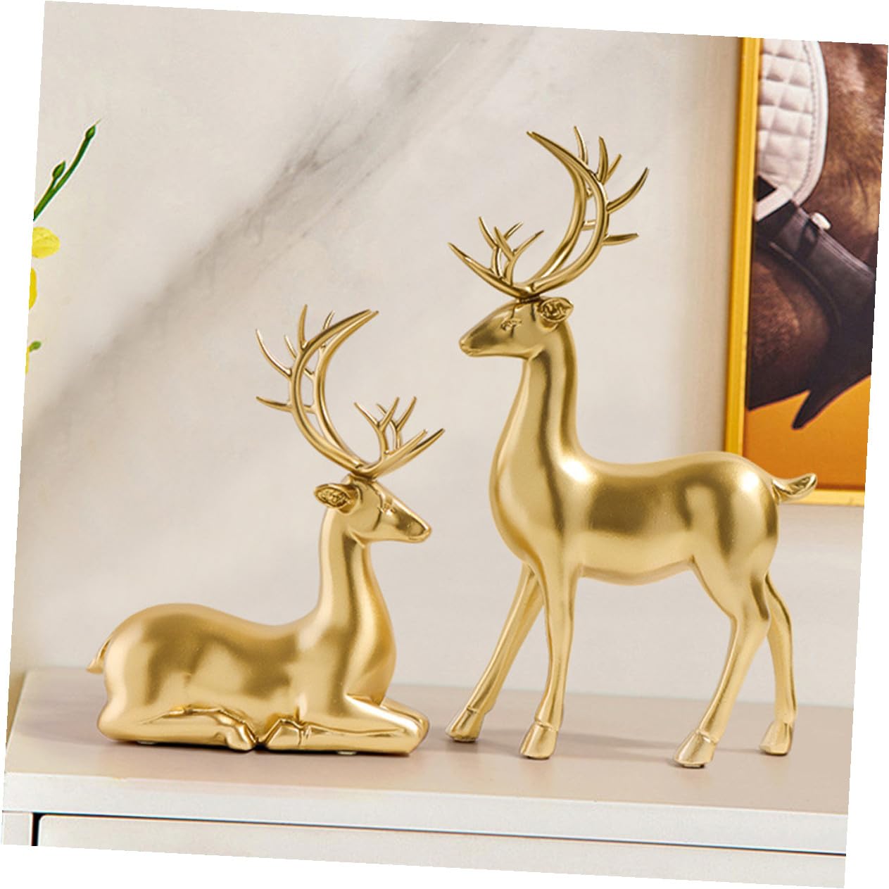 Baluue 2stücke Rentier Elch Weihnachtsfigur aus Kunstharz Elch Dekoration für Zuhause Kreative Weihnachtsdekoration für Inneneinrichtung