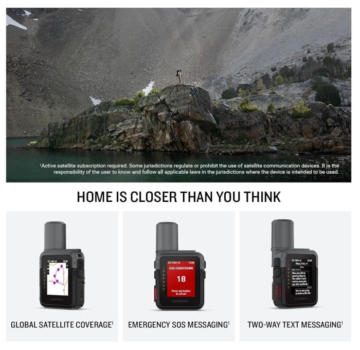 Image of Garmin inReach Mini 3 Rugged Compact Global Satellite Communicator, Color Touchscreen, Two-Way Texting, Emergency SOS Messaging & Long Battery Life Up to 350 Hours w / Wearable4U Power Car /Wall Bundle