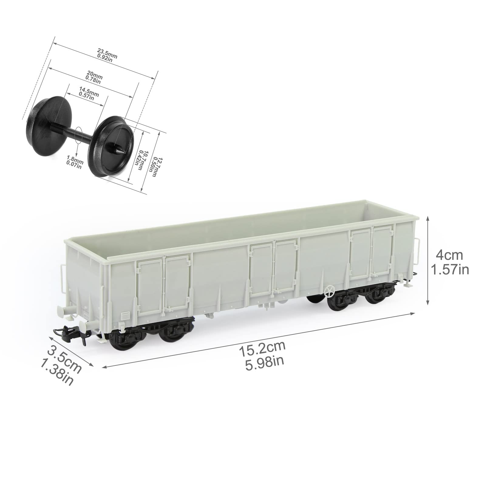 Evemodel Lot de 2 wagons à bord H0 1:87 - Modèle chemin de fer - Wagon - Colle non moulue - Non peint - Non monté