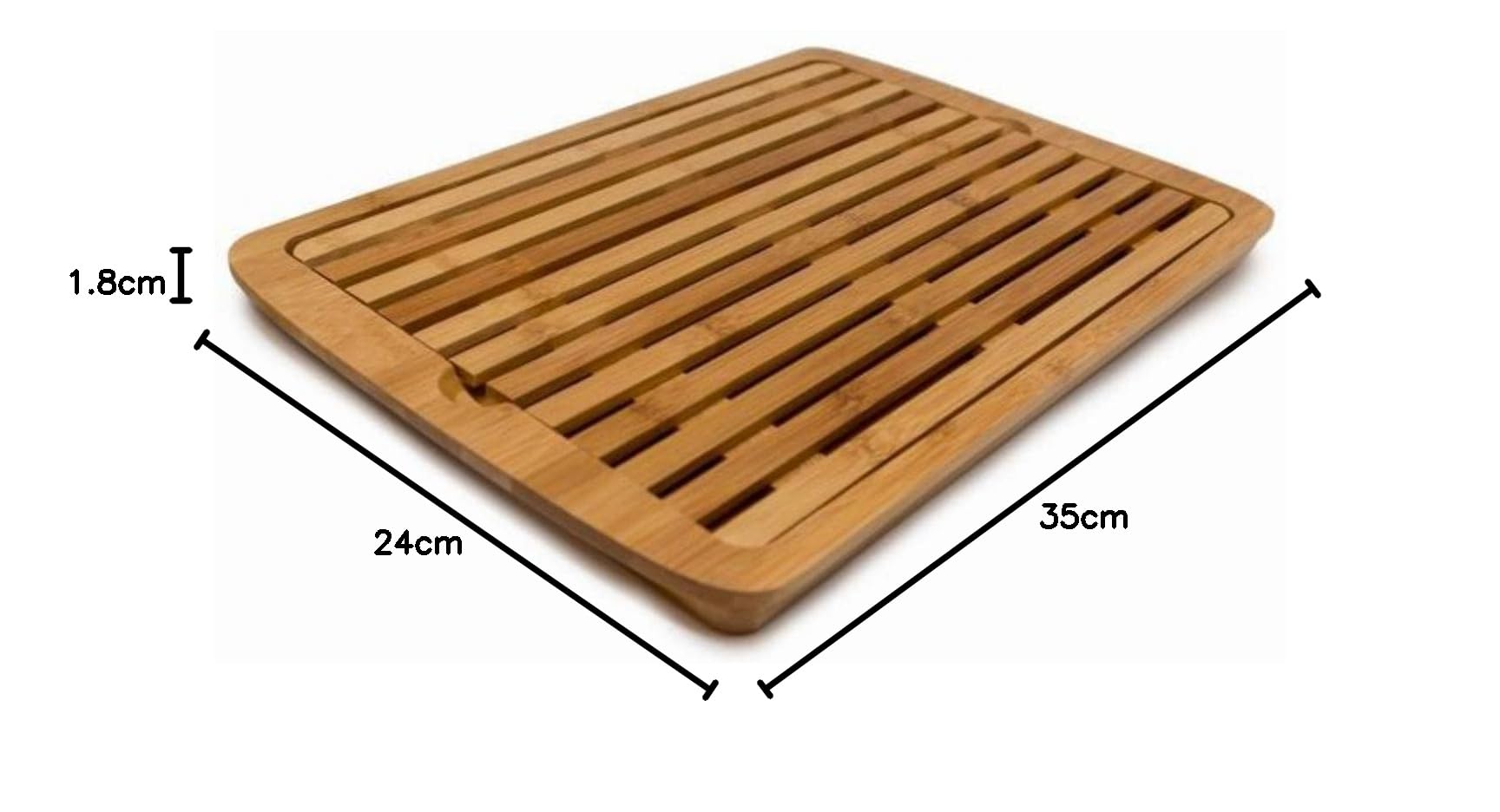 Nerthus FIH 675 tabla cortar pan bambú con recogemigas cocina panera