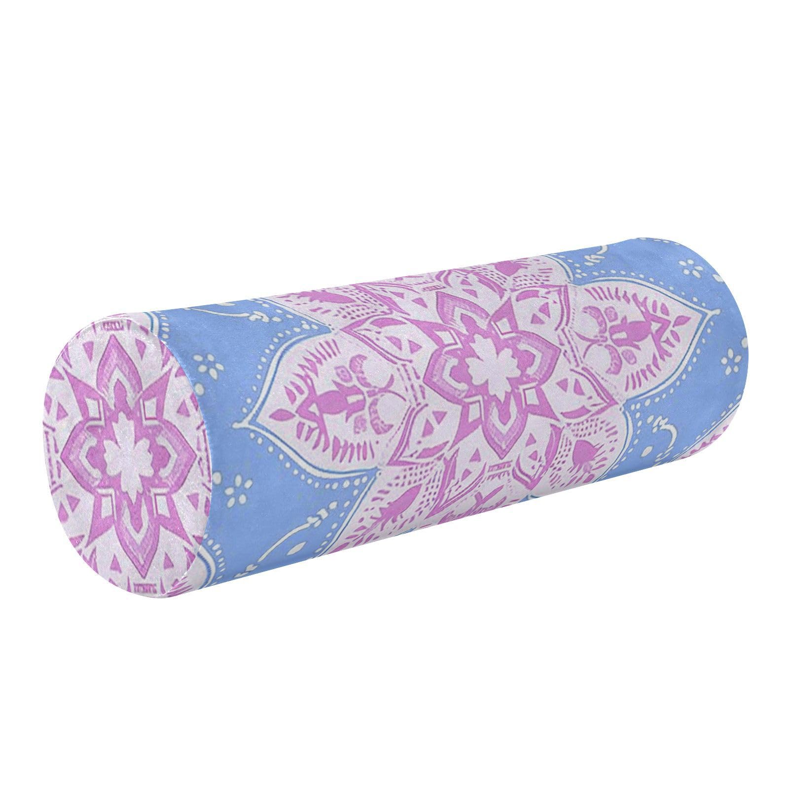 Housse de coussin ronde bohème violet bleu zippée textile salon