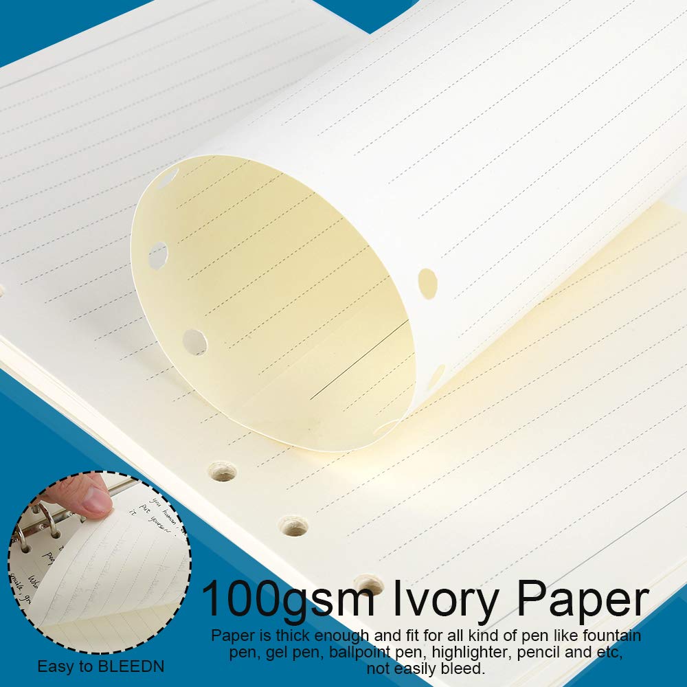 Nachfüllbares A5 Papier Liniert Ohne Rand 135 Blatt – 6 Loch Ringbuch Einlagen Für A5 Ordner