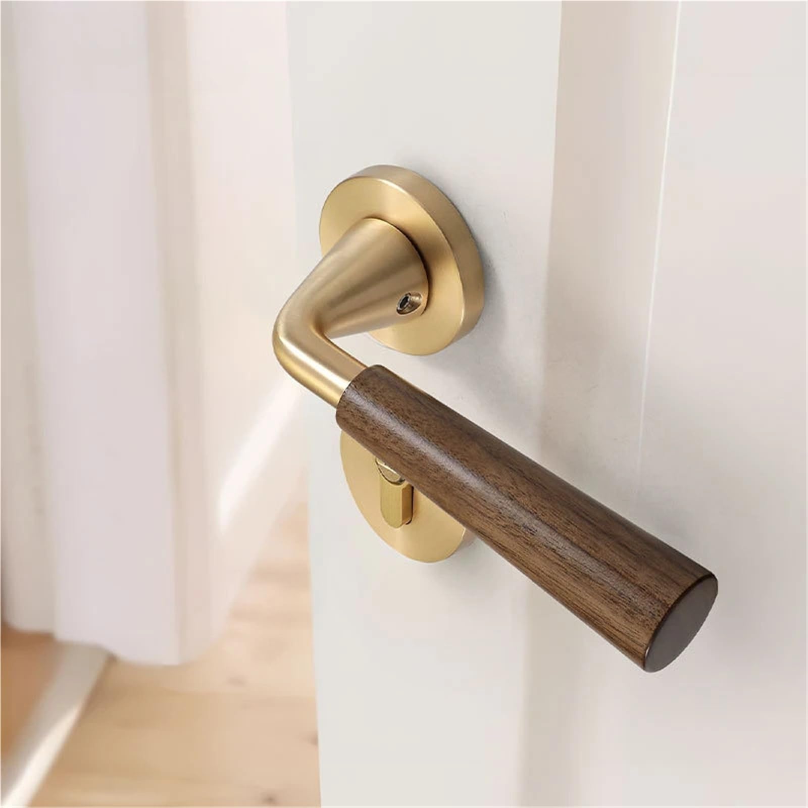 Compatible con cerraduras for puertas de madera de nogal, manilla de estilo retro for dormitorios con función silenciosa for puertas interiores.(Brushed copper A)