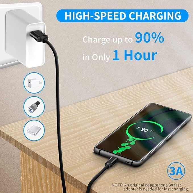 Image of Original TurboPower USB-A 3.0 to USB-C Data /Charging Cable [3.3ft Cable] for Motorola Edge 60 Fusion /Edge 50 Fusion /Edge 50 Ultra /G45 /G54 /G64 /E40 (3+3 Month Warranty) (Moto-A-to-C-CBLE)