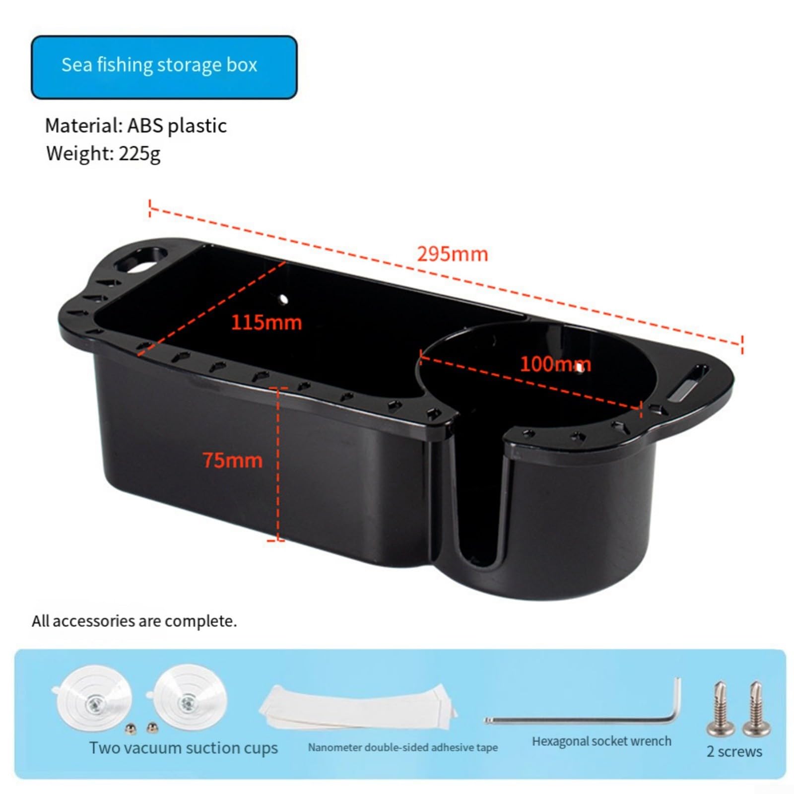 Aufbewahrungsbox für Meeresangeln, ABS-Ausrüstung, mit Getränkehalter, für Yacht, Kanu, Barsch, Boot, 2 Stück
