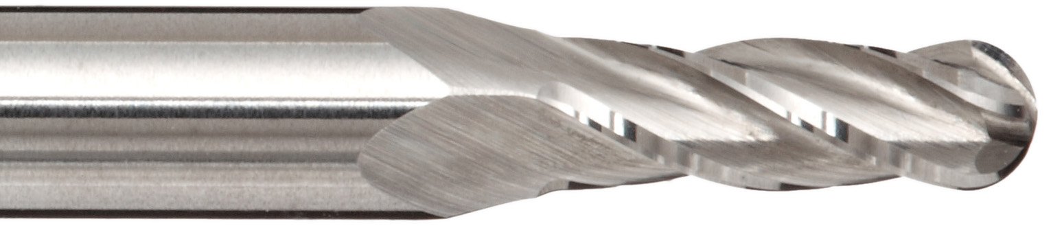 Melin Tool CCMG-B Carbide Micro Ball Nose End Mill, Uncoated (Bright) Finish, 30 Deg Helix, 4 Flutes, 1.5000