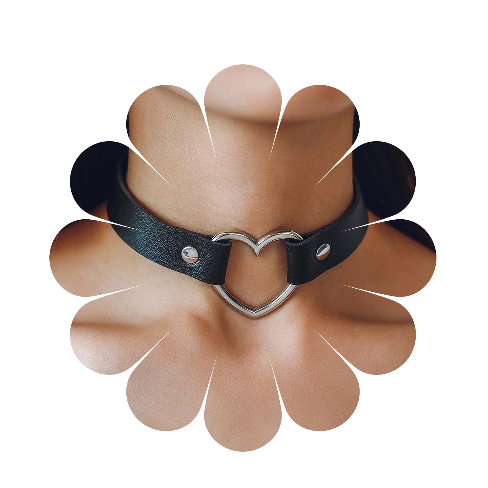 Collana Alchimia Gotica "Anima Nera" Con Ciondolo A Cuore, Ali Di Demone E Corna - P896
