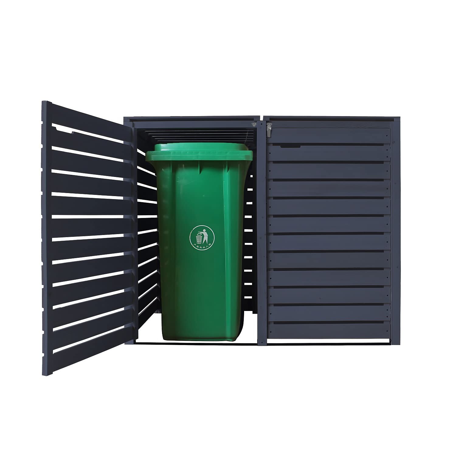 Mülltonnenbox 120 Liter FÜR KLEINE Tonnen Mülltonnenverkleidung imprägniert in anthrazit Mülltonnecontainer Mülltonnenabdeckung Holz mit Rückwand Mod. Hamburg24 (2 Tonnen)