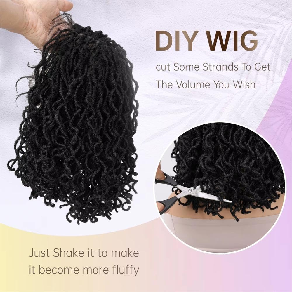 Haarpflege 12-Zoll-Dreadlock-Perücke Mit Voller Spitze Kurze Afro-Locken Künstliche Locs Leimlose Knotenlose Box-Zöpfe Leicht Für Alltag Und Party(1)