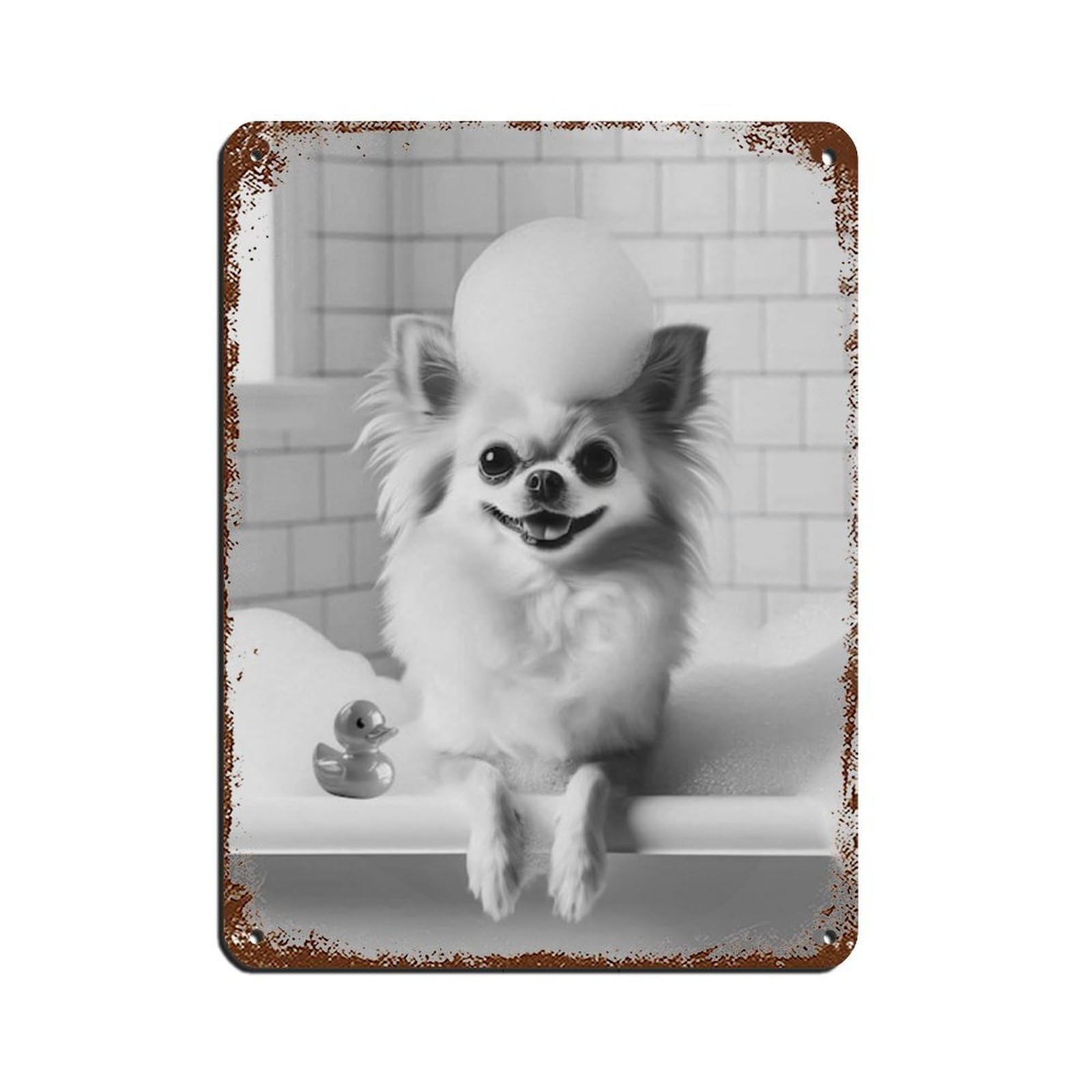 Chihuahua, Funny Bathroom Decor Retro Poster Metal Tin Sign Chic Art Retro Iron Painting Bar People Cave Cafe Family Garage Poster Wall Decoration 12x16inch(30x40cm)